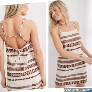 NEW AERIE JACQUARD DUSTY COLORS OPEN BACK MINI DRESS